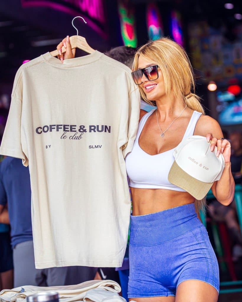 Runner taking a break with coffee